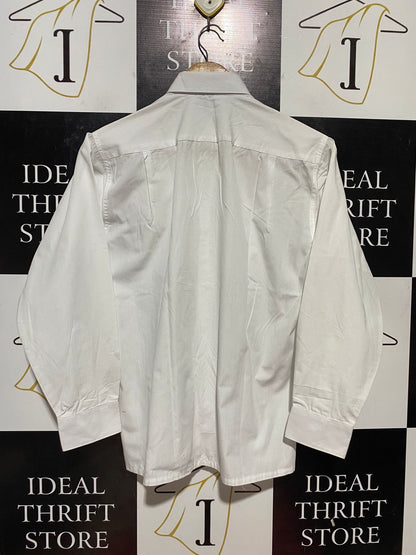 MIDFORD |L| BUST 21| B32| CLASSIC CRISP WHITE FORMAL BUTTON-DOWN LONG SLEEVE SHIRT