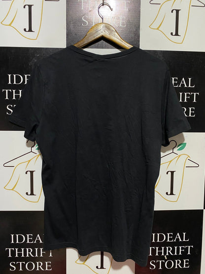 ADIDAS |XL| BUST 22| B32| BLACK BIG LOGO SPORTY GRAPHIC ACTIVEWEAR TEE