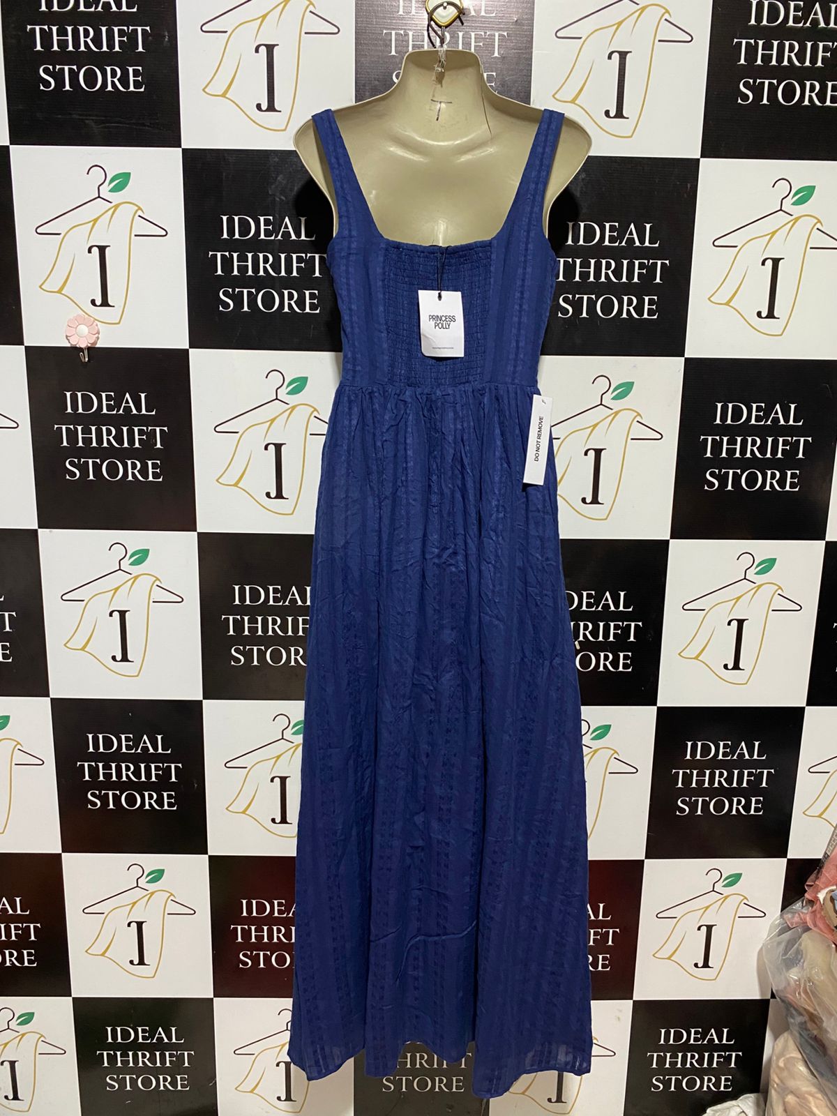PRINCESS POLLY |M| BUST 16| B32| ROYAL BLUE CORSET-STYLE STRAPLESS LOOK LONG MAXI DRESS