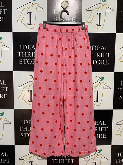 SPORTS GIRL |M| WAIST 28| B32|HIGH-WAISTED POLKA DOT WIDE-LEG LOUNGE PANTS