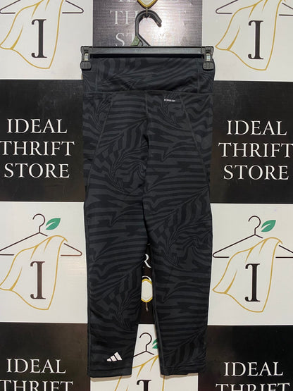 ADIDAS |XS| WAIST 24| B32| HIGH-WAISTED DARK ZEBRA PSYCHEDELIC PRINT ACTIVE LEGGINGS