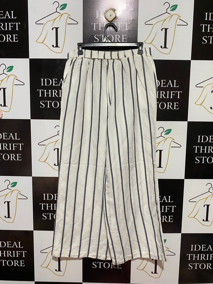ACADEMY |L| WAIST 30| B32| VERTICAL STRIPED HIGH-WAISTED WIDE-LEG LOUNGE PANTS