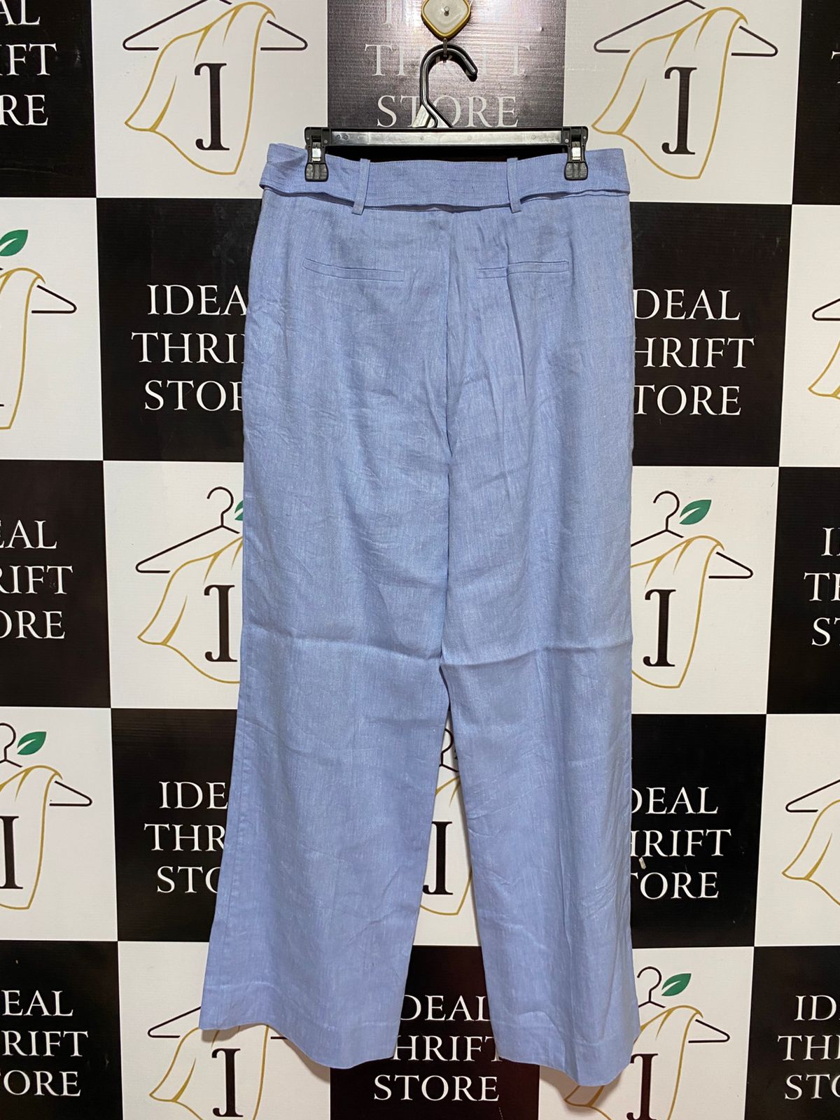 PORTMANS |L| WAIST 30| B32| HIGH-WAISTED LINEN-BLEND WIDE-LEG TROUSERS