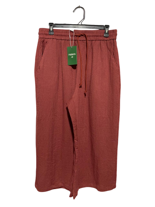 HALARA |L| WAIST 31| B33| RUST RED WIDE LEG DRAWSTRING PANTS