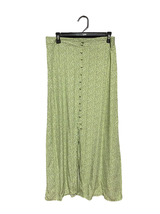 ANKO |XL| WAIST 32| B33| MINT GREEN FLORAL BUTTON-DOWN MAXI SKIRT