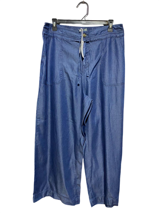 SUZANNEGRAE |L| WAIST 31| B33| CHAMBRAY BLUE WIDE LEG DRAWSTRING PANTS