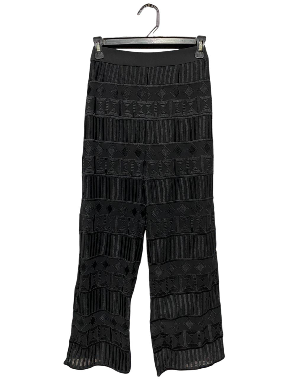 KOOKAI |XS| WAIST 24| B33| BLACK GEOMETRIC TEXTURED WIDE LEG PANTS