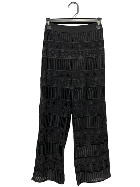 KOOKAI |XS| WAIST 24| B33| BLACK GEOMETRIC TEXTURED WIDE LEG PANTS