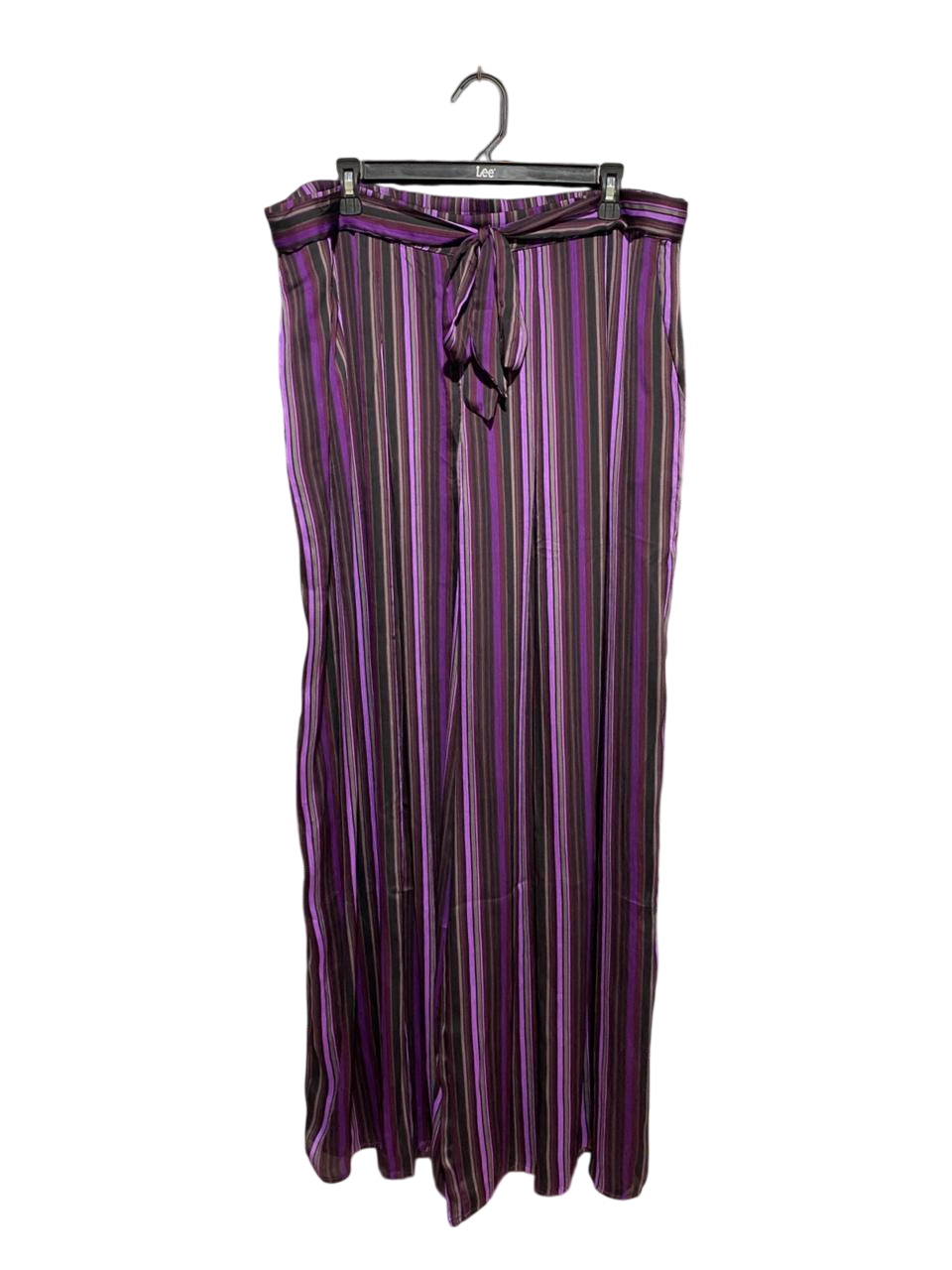 CITY CHIC |XXL| WAIST 38| B33| PURPLE STRIPED WIDE LEG PANTS WITH WAIST TIE