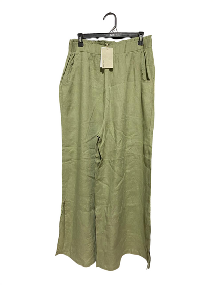 EB & IVE |XL| WAIST 31| B33| OLIVE GREEN LINEN WIDE LEG TROUSERS