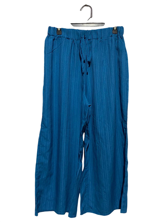 SHEIN |XL| WAIST 29| B33| CHIC OCEAN BLUE TEXTURED WIDE-LEG PANTS WITH DRAWSTRING WAISTBAND