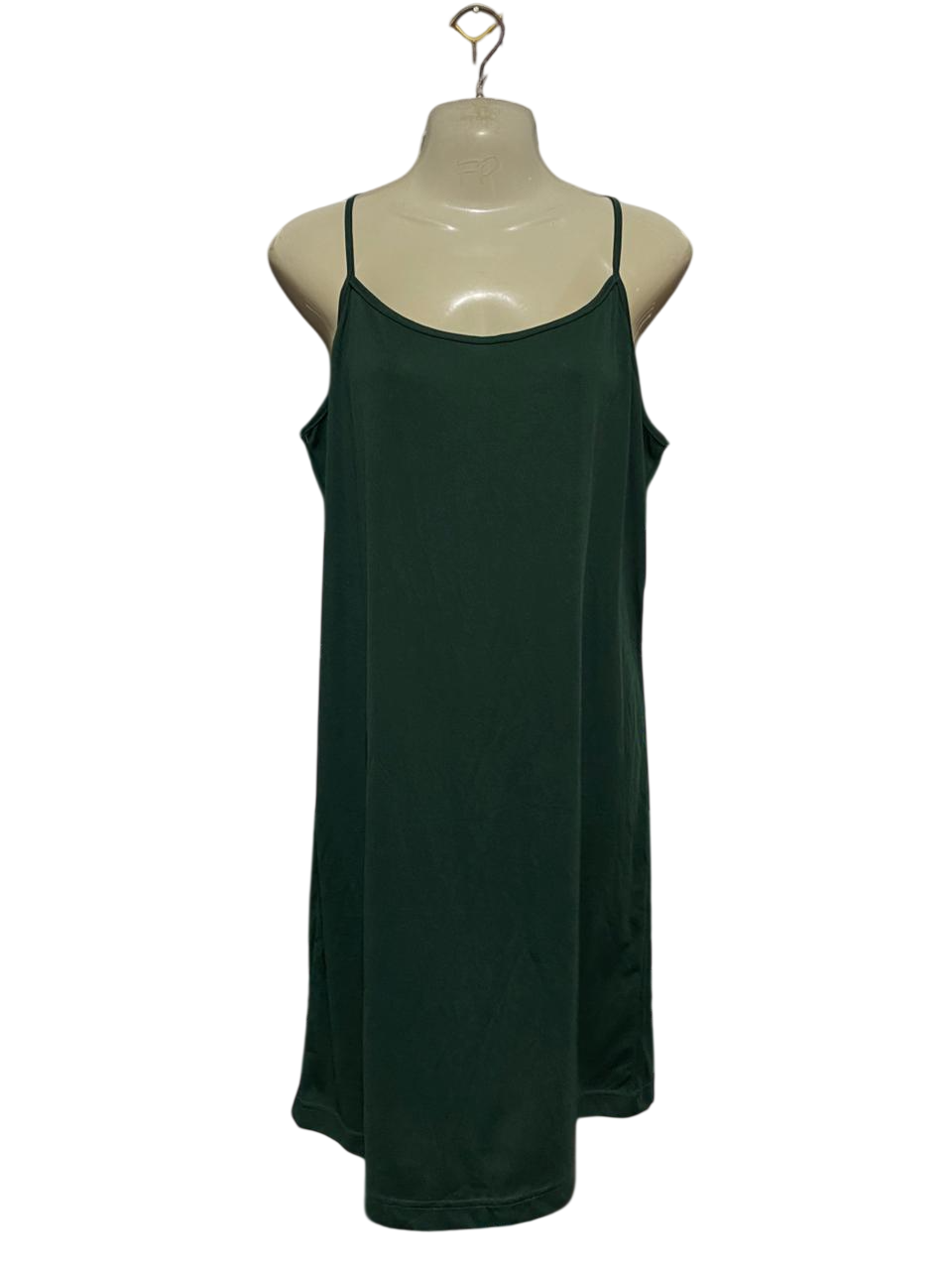 KATIES |XL| BUST 31| B33| SOLID DARK GREEN SPAGHETTI STRAP SLIP DRESS