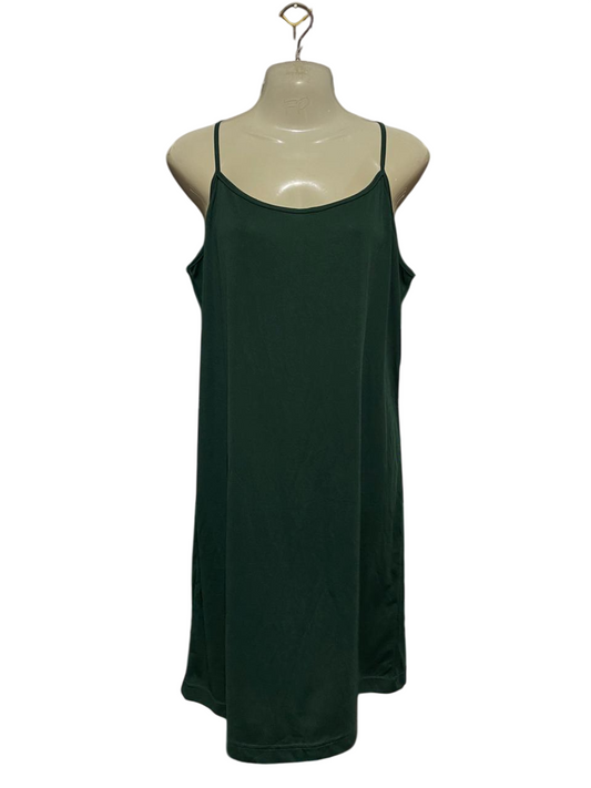 KATIES |XL| BUST 31| B33| SOLID DARK GREEN SPAGHETTI STRAP SLIP DRESS