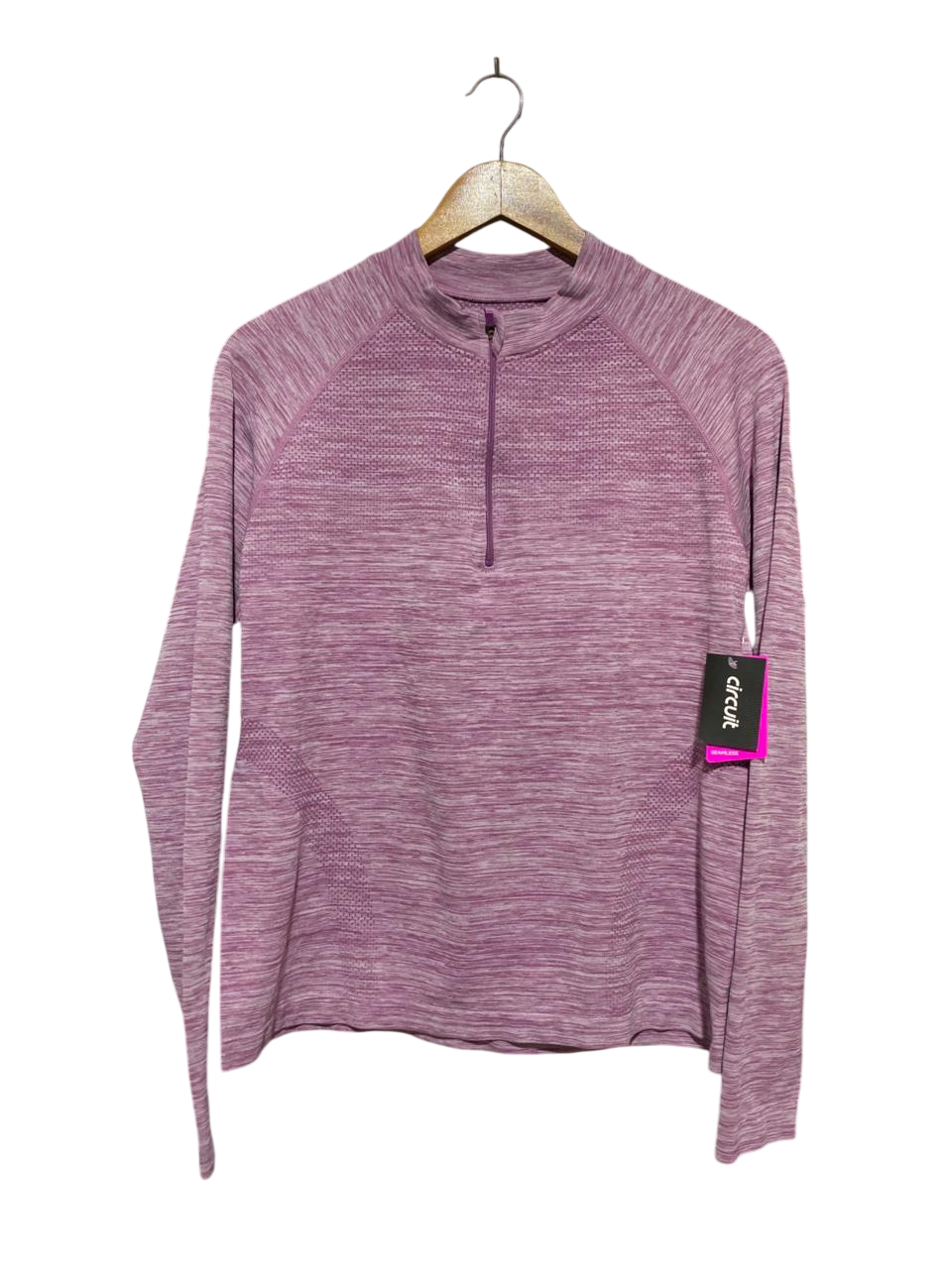 CIRCUIT |L| BUST 19| B33| WOMEN'S SEAMLESS HEATHERED PURPLE 1/4 ZIP LONG SLEEVE ATHLETIC TOP
