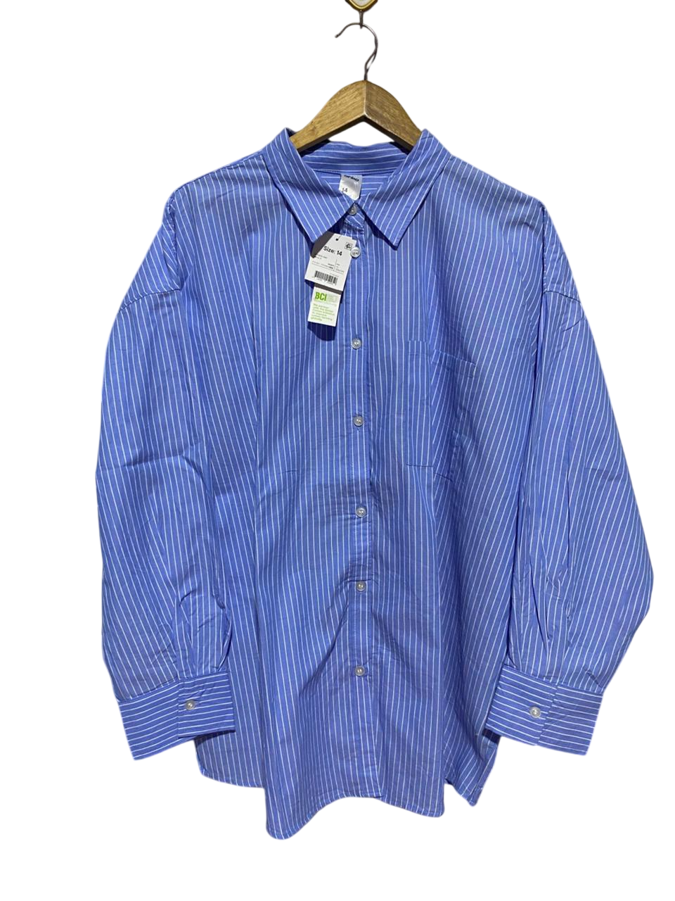 ANKO |XL| BUST 27| B33| COTTON BLUE STRIPED OVERSIZED BUTTON-DOWN SHIRT