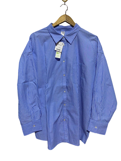 ANKO |XL| BUST 27| B33| COTTON BLUE STRIPED OVERSIZED BUTTON-DOWN SHIRT