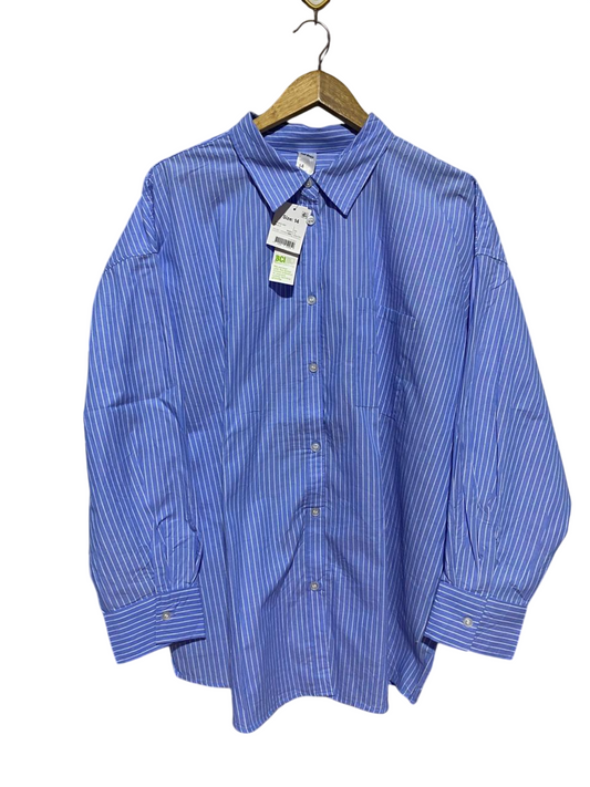 ANKO |XL| BUST 27| B33| COTTON BLUE STRIPED OVERSIZED BUTTON-DOWN SHIRT