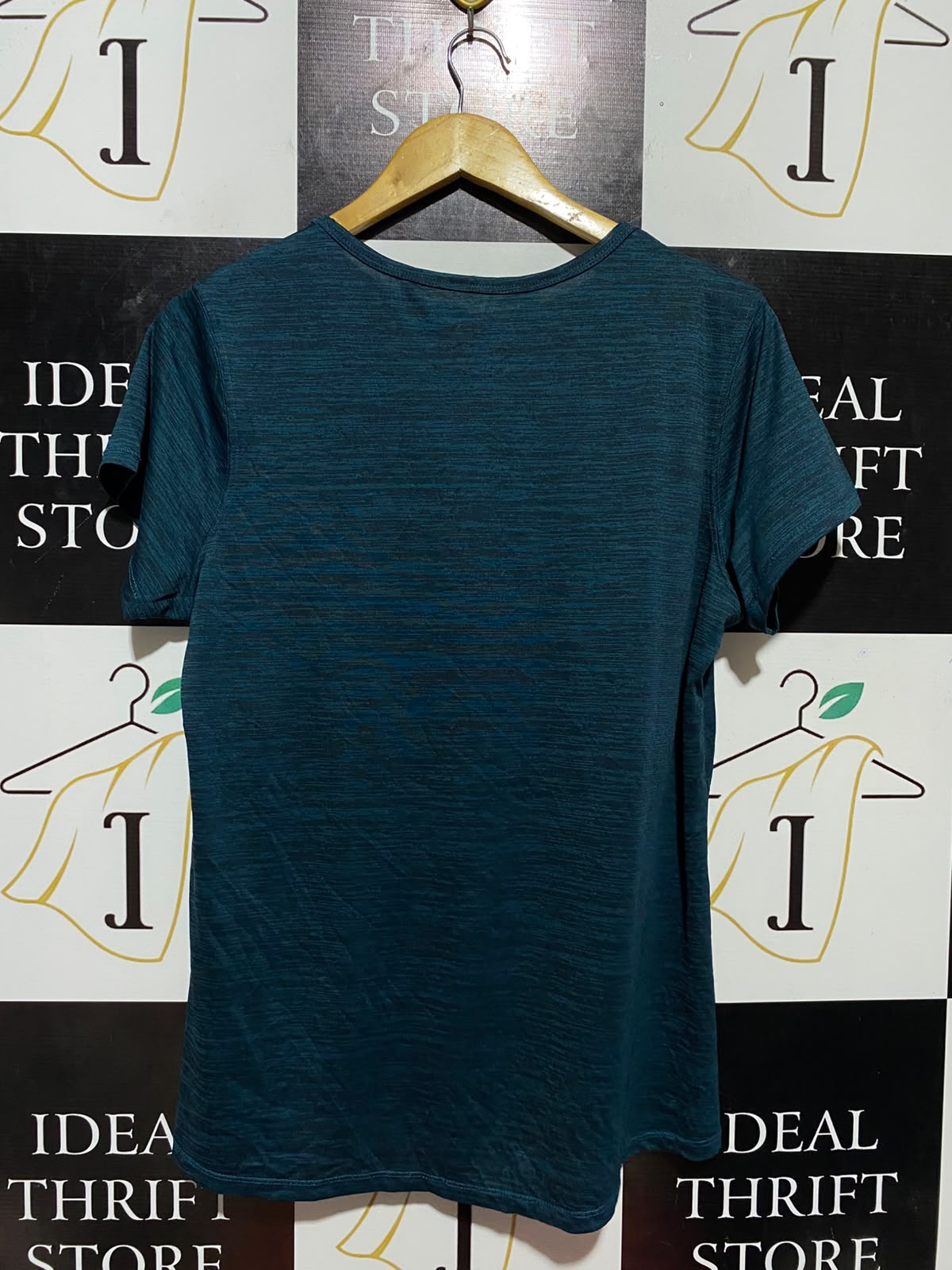 ANKO |L| BUST 21| A10| WOMEN'S V-NECK MELANGE TEAL SHORT SLEEVE ATHLETIC T-SHIRT
