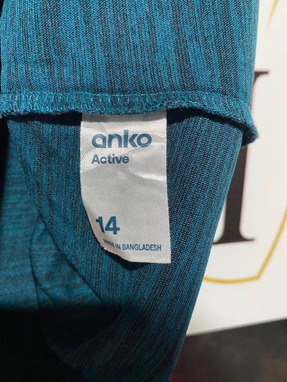 ANKO |L| BUST 21| A10| WOMEN'S V-NECK MELANGE TEAL SHORT SLEEVE ATHLETIC T-SHIRT