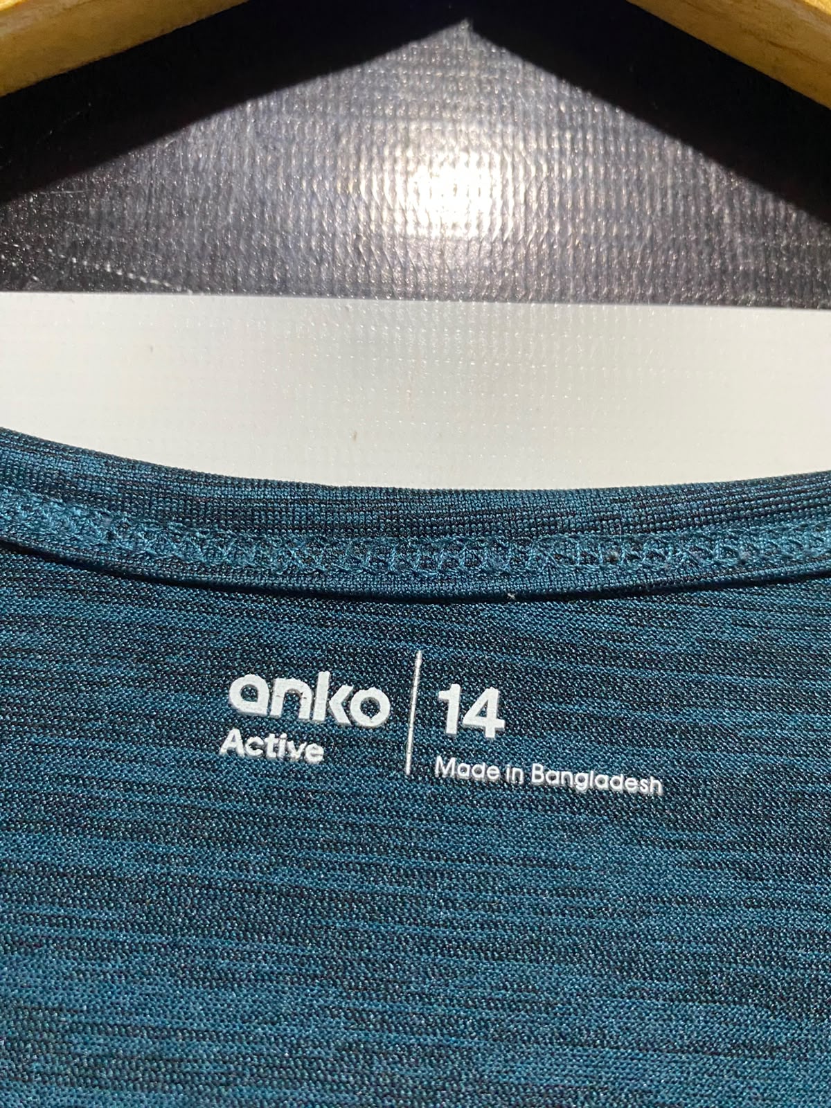 ANKO |L| BUST 21| A10| WOMEN'S V-NECK MELANGE TEAL SHORT SLEEVE ATHLETIC T-SHIRT