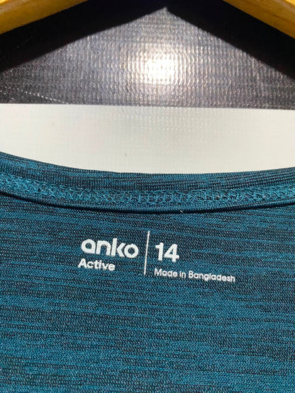 ANKO |L| BUST 21| A10| WOMEN'S V-NECK MELANGE TEAL SHORT SLEEVE ATHLETIC T-SHIRT