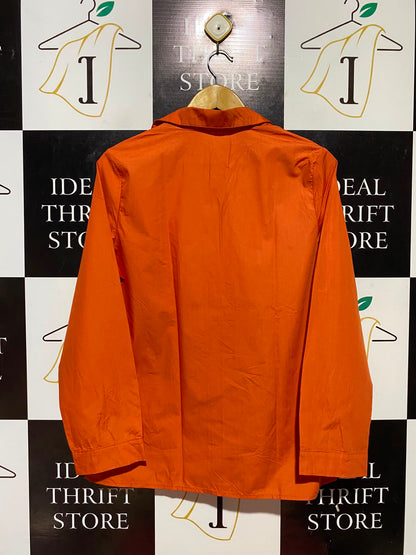 MISSLOOK |L| BUST 21| B33| WOMEN BURNT ORANGE V-NECK COLLARED LONG SLEEVE BUTTONLESS BLOUSE