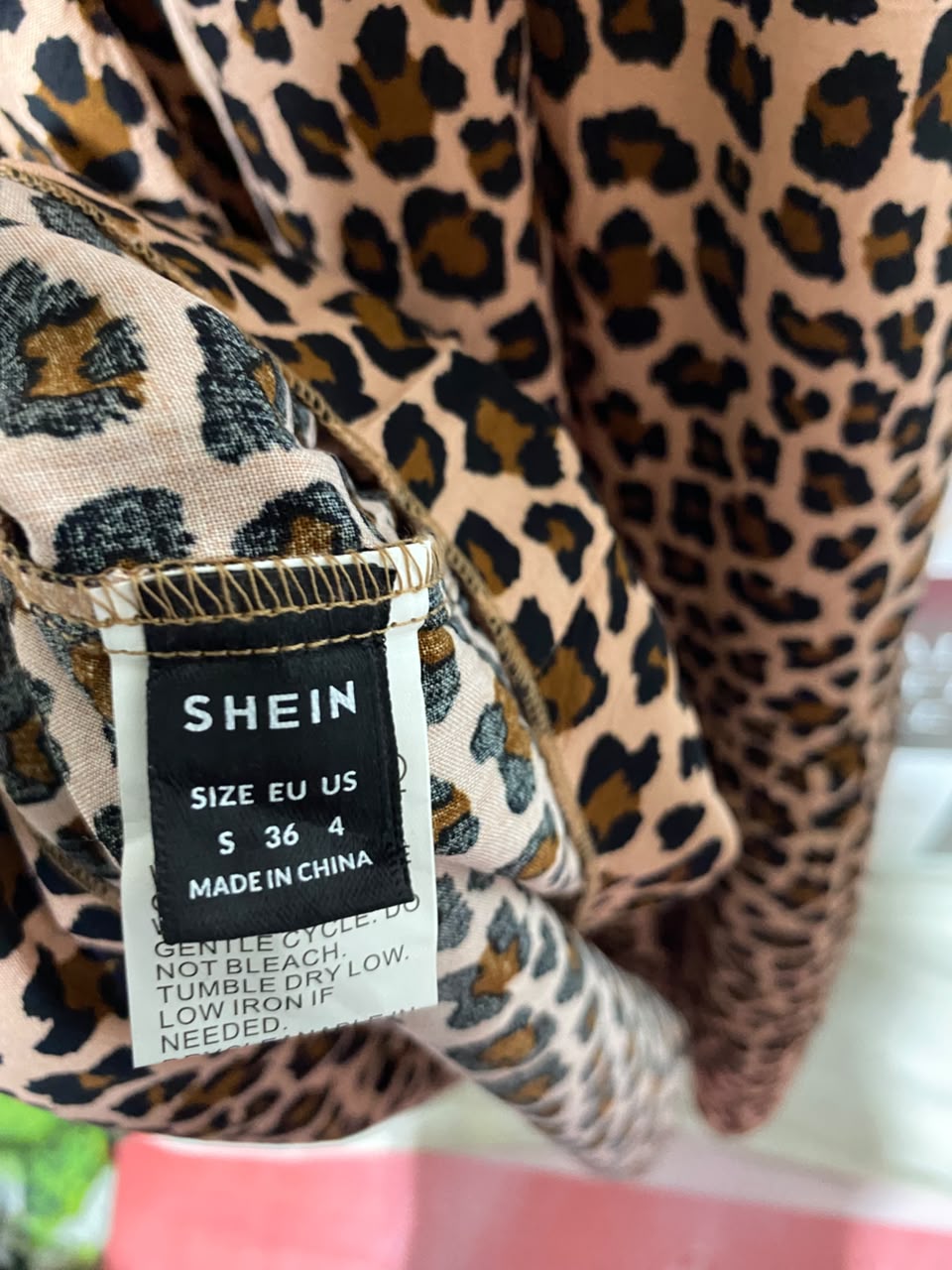 SHEIN |S|  BUST 18| B33| LEOPARD PRINT LONG SLEEVE SURPLICE V-NECK MAXI DRESS