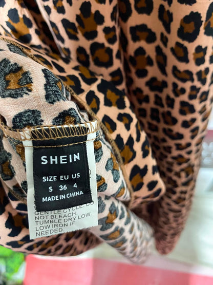 SHEIN |S|  BUST 18| B33| LEOPARD PRINT LONG SLEEVE SURPLICE V-NECK MAXI DRESS