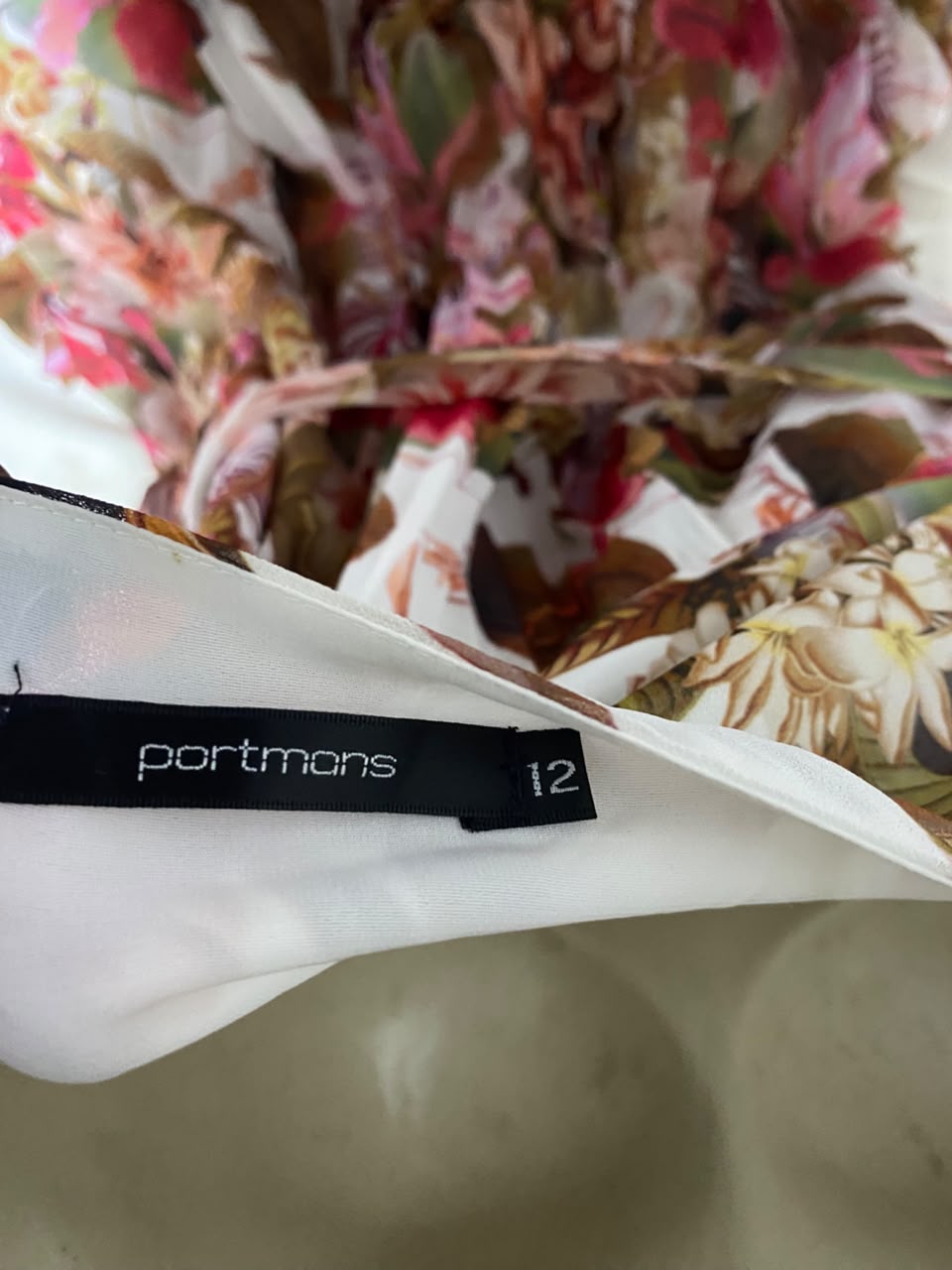 PORTMANS |M| BUST 18| B33| VIBRANT TROPICAL FLORAL PRINT SURPLICE V-NECK MIDI DRESS WITH SIDE TIE