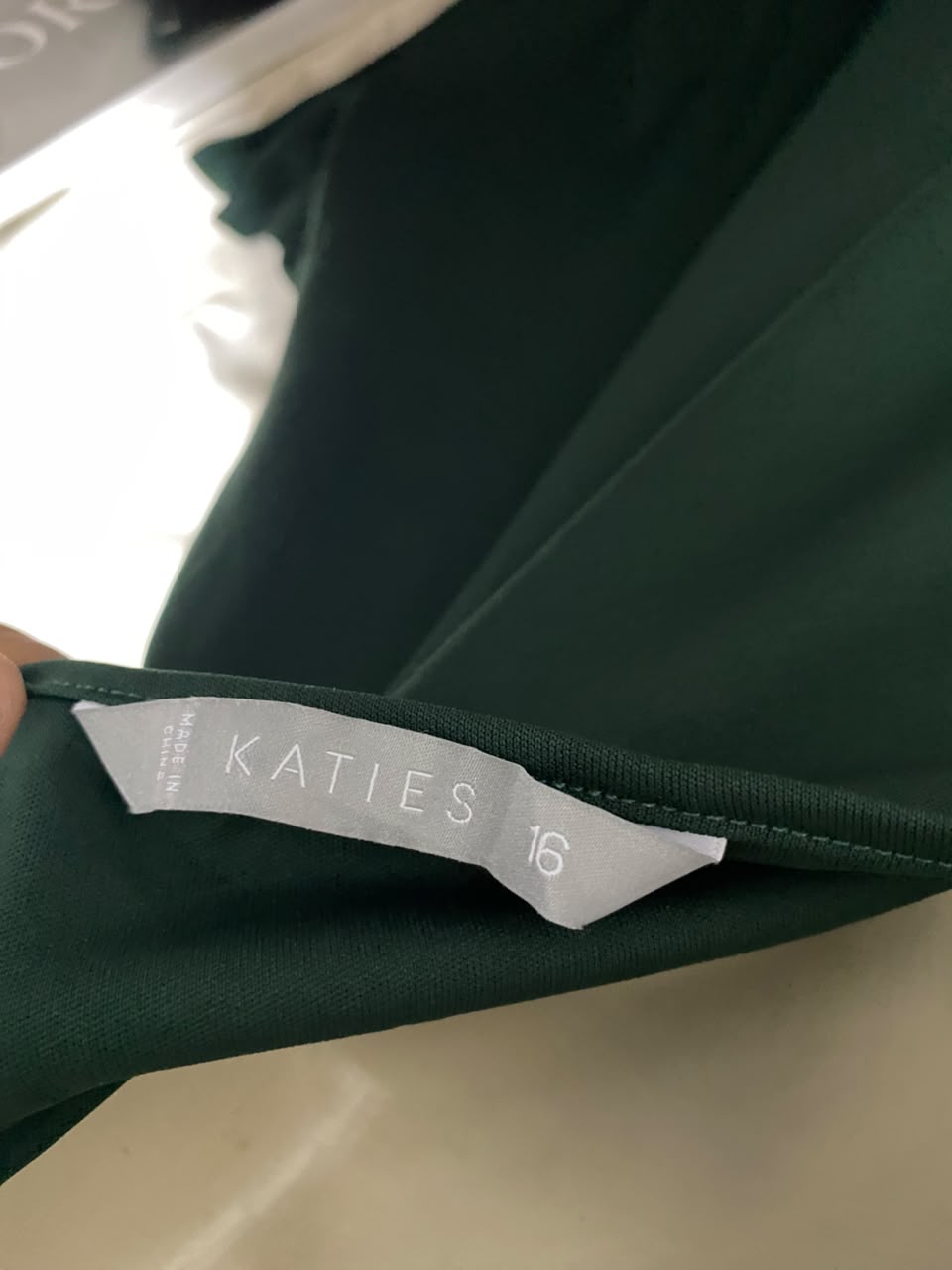 KATIES |XL| BUST 31| B33| SOLID DARK GREEN SPAGHETTI STRAP SLIP DRESS