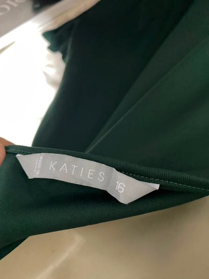 KATIES |XL| BUST 31| B33| SOLID DARK GREEN SPAGHETTI STRAP SLIP DRESS