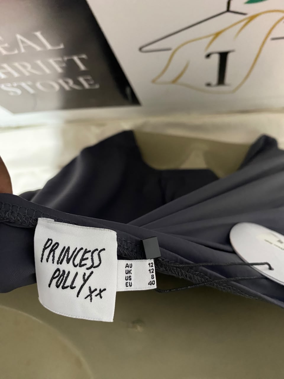 PRINCESS POLLY |M| BUST 17| B33| SOLID CHARCOAL GREY LONG SLEEVE ATHLETIC RAGLAN DRESS
