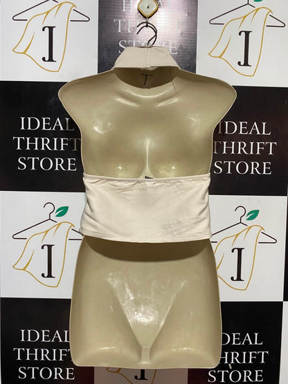SHEIN |M| BUST 18| B33| CREAM DOUBLE-BREASTED HALTER-NECK CROPPED WAISTCOAT VEST