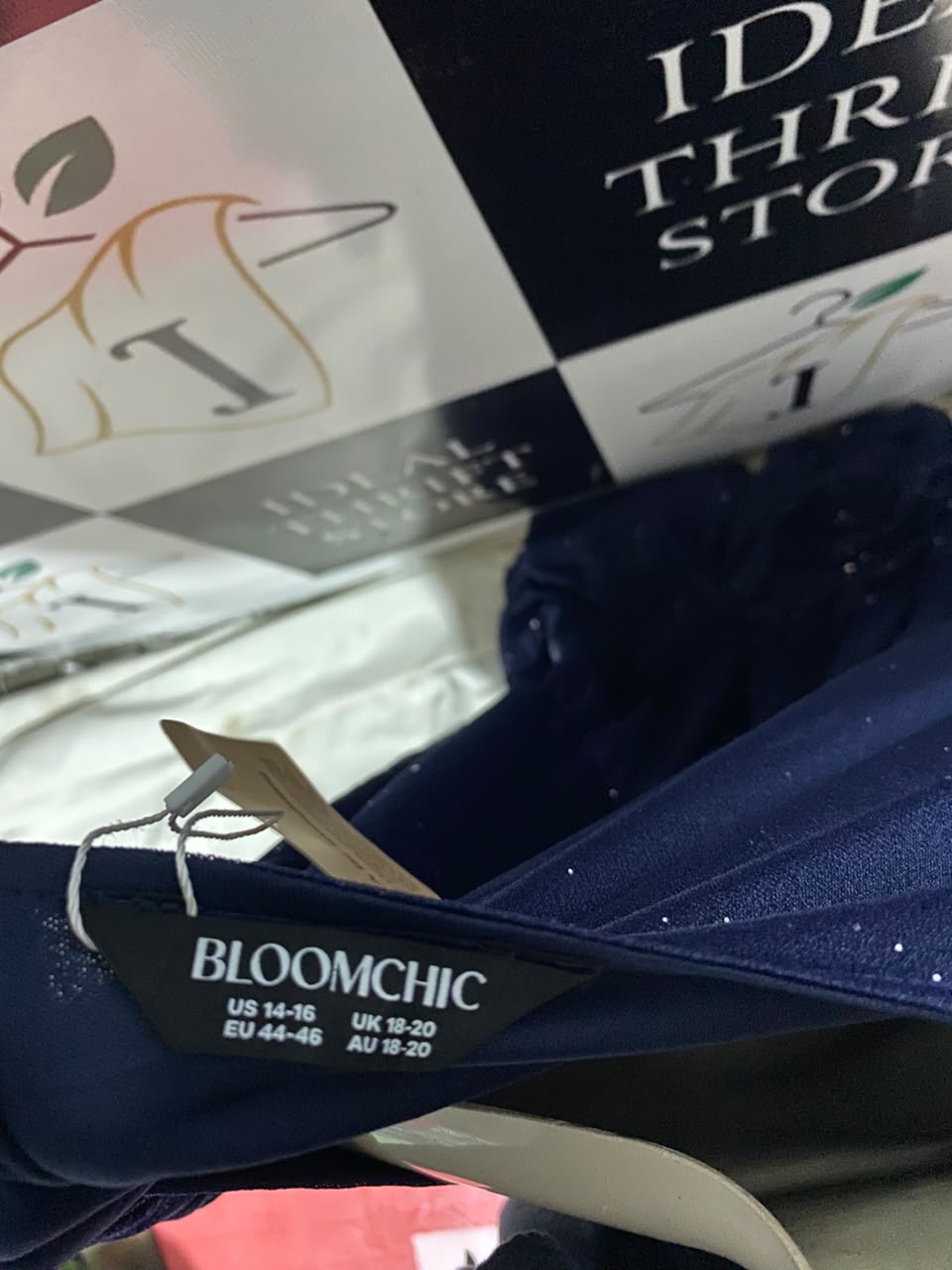 BLOOMCHIC |M| BUST 18| B33| COBALT BLUE SHIMMER GLITTER V-NECK EMPIRE WAIST GOWN MAXI DRESS