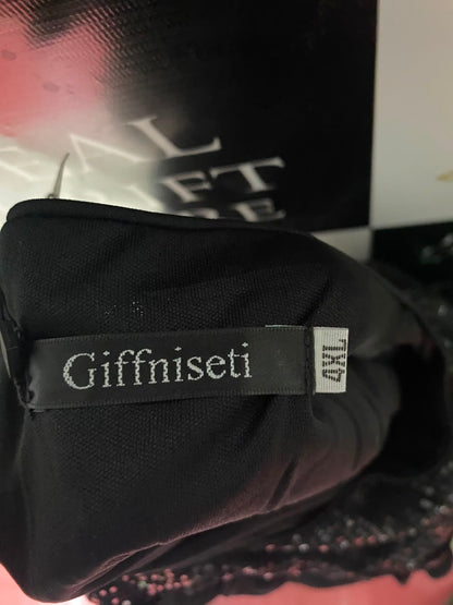 GIFFNISETI |XL| BUST 22| B33| GLAMOROUS BLACK SEQUIN FRONT MAXI DRESS WITH BALLOON CHIFFON SLEEVES