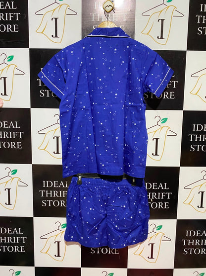 THE PYJAMA FOUNDATION X MYER |S| B33| ROYAL BLUE STAR PRINT SHORT SLEEVE NIGHTWEAR PAJAMA AND SHORTS SET