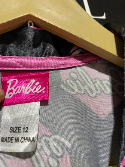 BARBIE |M| B33| CUTE BLACK AND PINK BARBIE HEART PRINT SATIN SHORT SLEEVE PAJAMA AND SHORTS SET