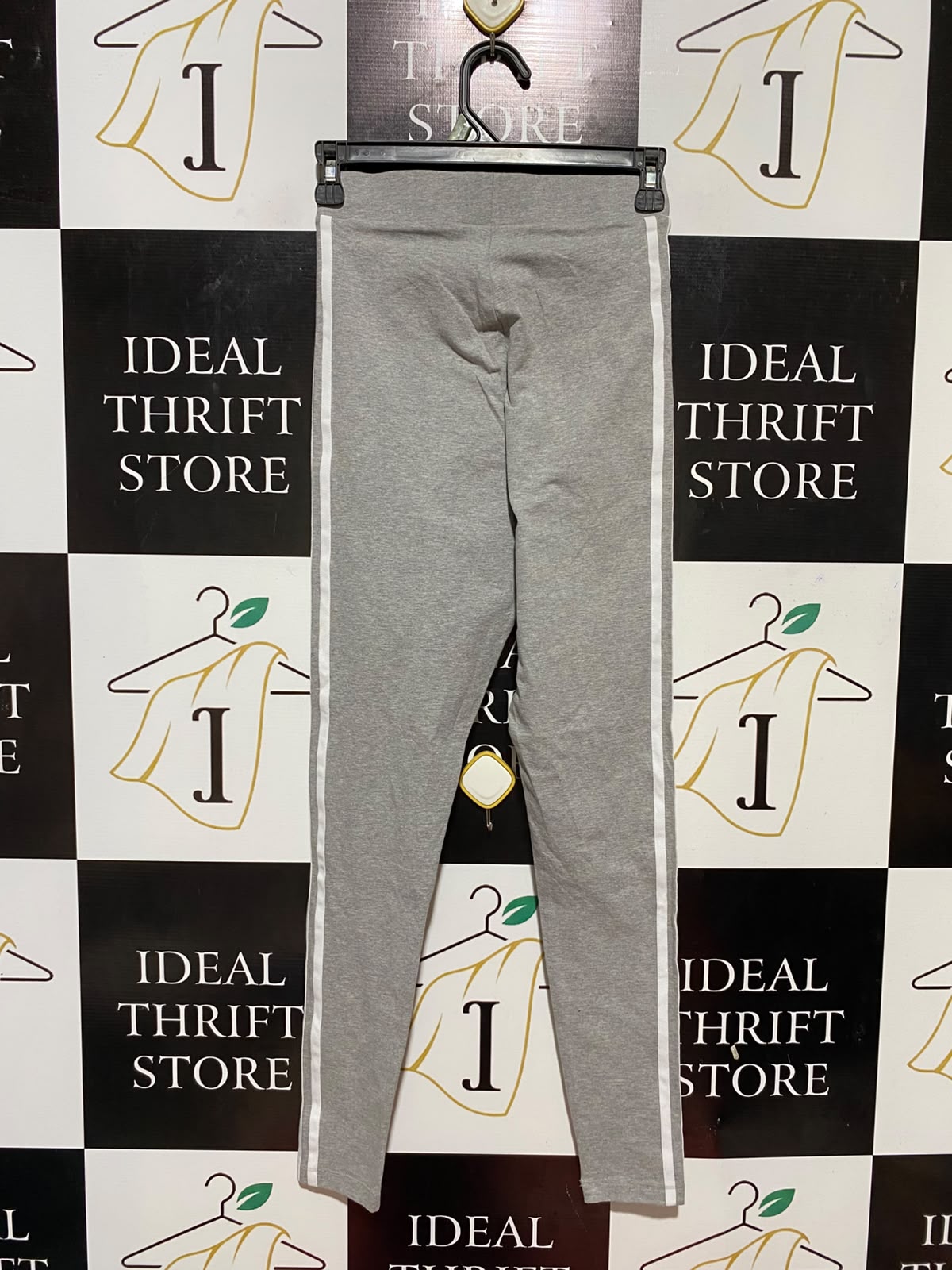 ADIDAS |XS| WAIST 23| B33| ORIGINALS GREY MELANGE LEGGINGS WITH WHITE THREE STRIPES