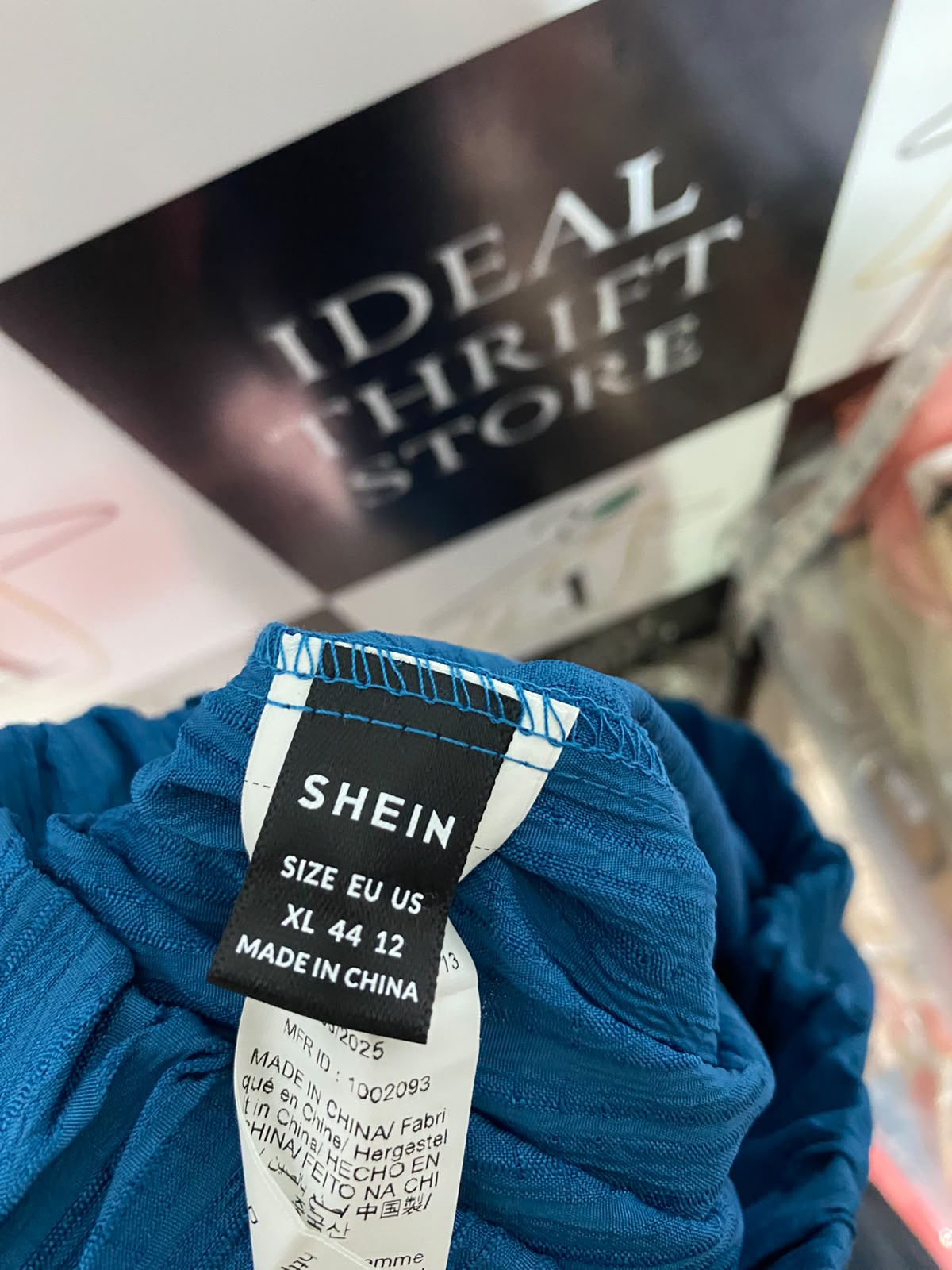 SHEIN |XL| WAIST 29| B33| CHIC OCEAN BLUE TEXTURED WIDE-LEG PANTS WITH DRAWSTRING WAISTBAND