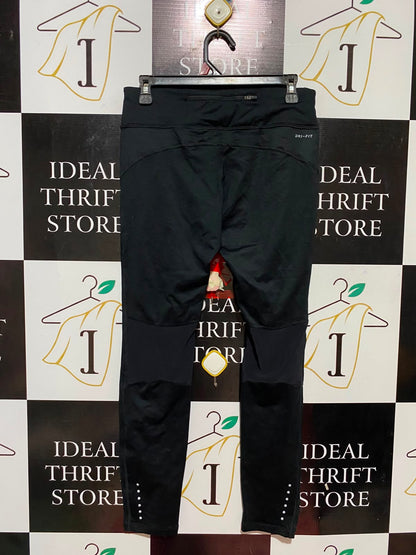 NIKE |M| WAIST 29| B33| BLACK PERFORMANCE ACTIVEWEAR LEGGINGS WITH SILVER SWOOSH