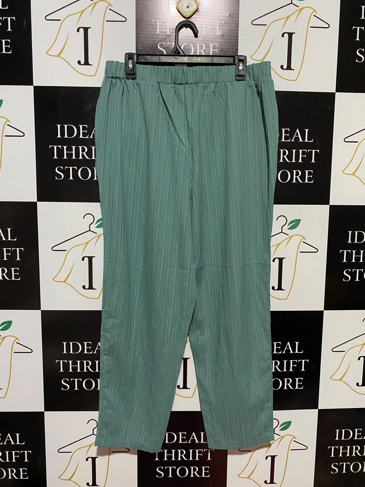 SHEIN CURVE |XL| WAIST 32| B33| CHIC MINT GREEN TEXTURED RELAXED-FIT PANTS WITH DRAWSTRING WAISTBAND