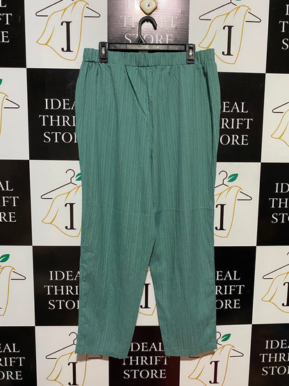 SHEIN CURVE |XL| WAIST 32| B33| CHIC MINT GREEN TEXTURED RELAXED-FIT PANTS WITH DRAWSTRING WAISTBAND