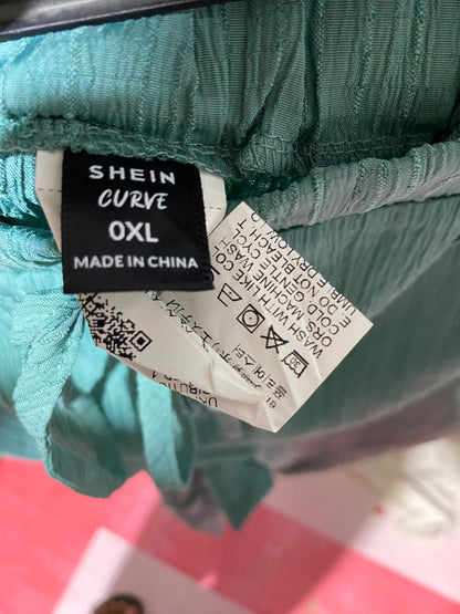 SHEIN CURVE |XL| WAIST 32| B33| CHIC MINT GREEN TEXTURED RELAXED-FIT PANTS WITH DRAWSTRING WAISTBAND