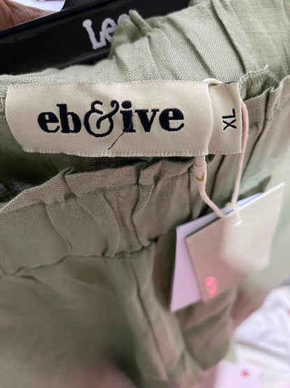 EB & IVE |XL| WAIST 31| B33| OLIVE GREEN LINEN WIDE LEG TROUSERS