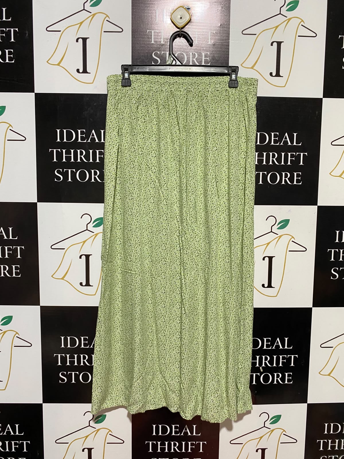 ANKO |XL| WAIST 32| B33| MINT GREEN FLORAL BUTTON-DOWN MAXI SKIRT