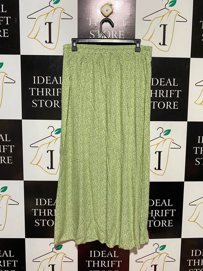ANKO |XL| WAIST 32| B33| MINT GREEN FLORAL BUTTON-DOWN MAXI SKIRT