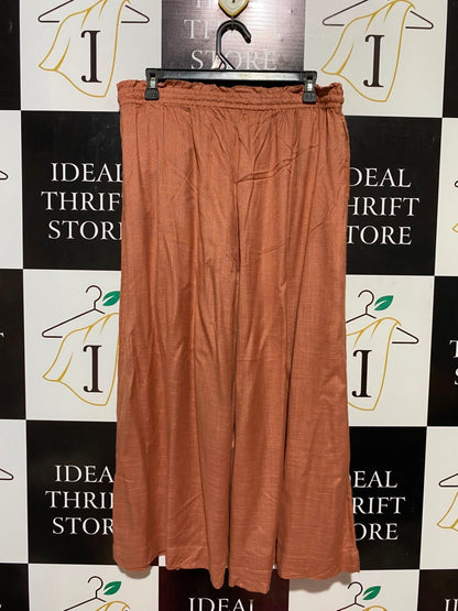 ANKO |XL| WAIST 32| B33| TERRACOTTA WIDE LEG DRAWSTRING LINEN PANTS