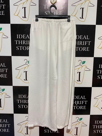 MUSERA |M| WAIST 29| B33| OFF-WHITE WIDE LEG DRAWSTRING TEXTURED PANTS
