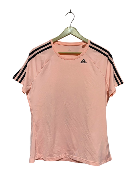 ADDIAS |L| BUST 20| B33| WOMEN'S THREE STRIPE PERFORMANCE RUNNING T-SHIRT – PASTEL PEACH PINK