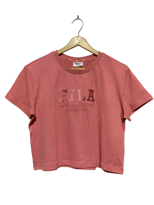 FILA |S| BUST 20| B33|  WOMEN'S INTERNATIONAL SPORT 1911 CROPPED ATHLETIC T-SHIRT – DUSTY ROSE PINK